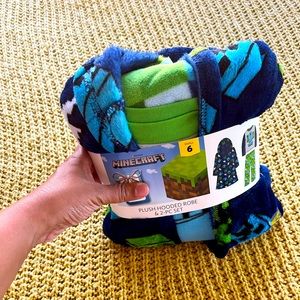 Brand New MINECRAFT Plush Hooded Robe and Pj set